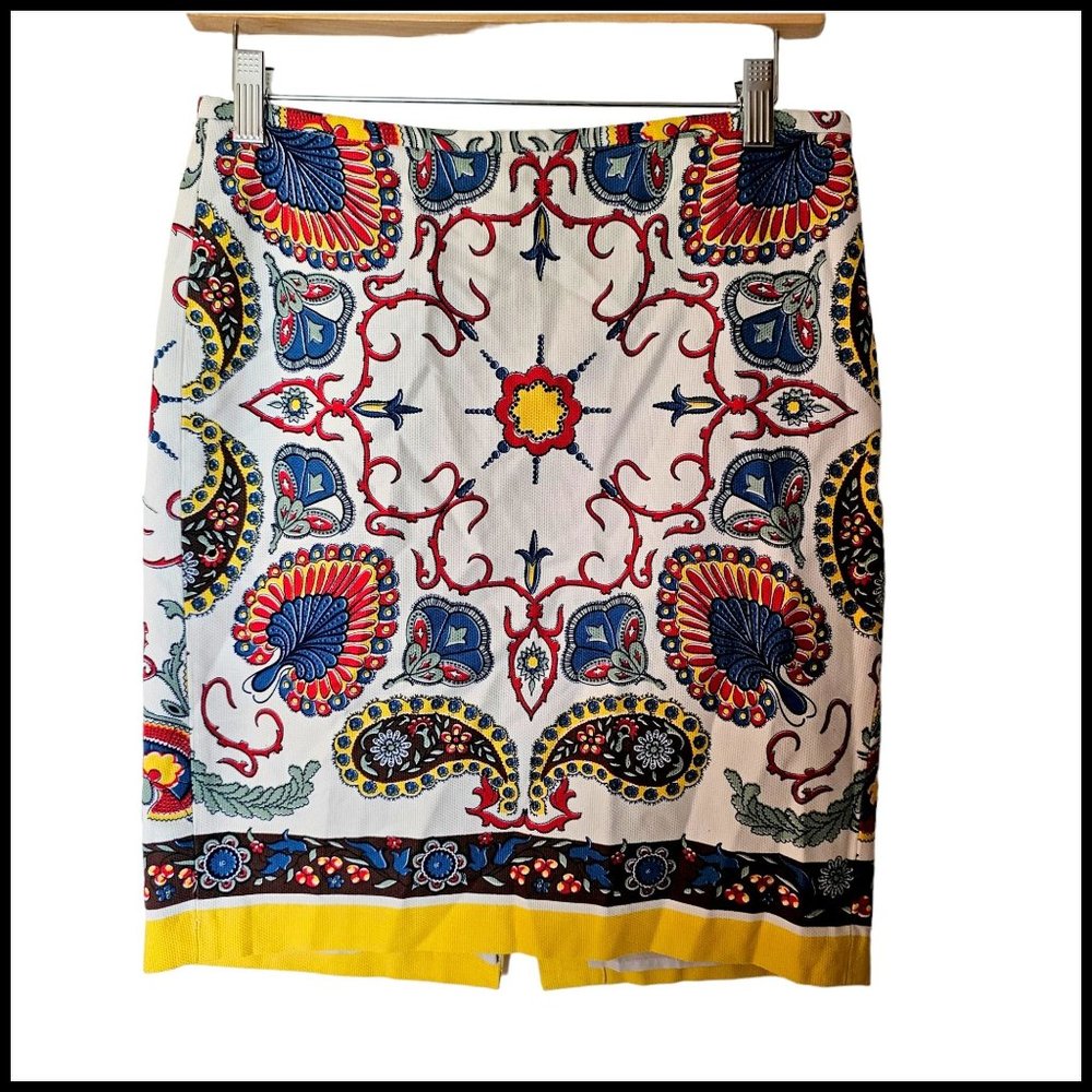 Tommy Hilfiger Womens 6‎ White Paisley Floral Pencil Skirt Lined